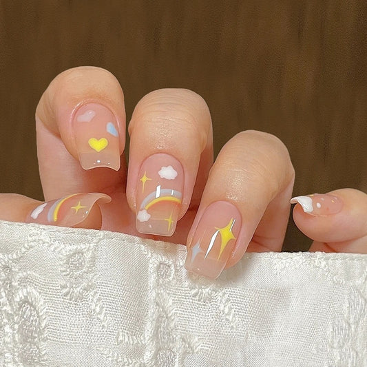 Wear Nail Summer  Love White Clouds Colorful Manicure