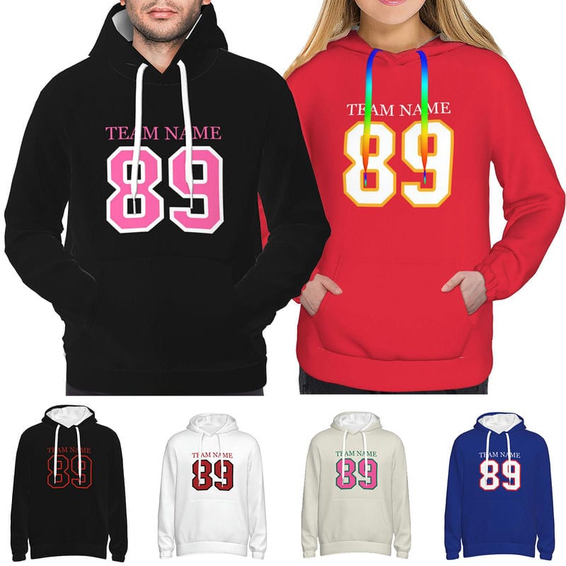 Custom Matching Hoodies for Couples Design Your Own Personalized Football Sweatshirt with Team Name Number for Men Women Gift