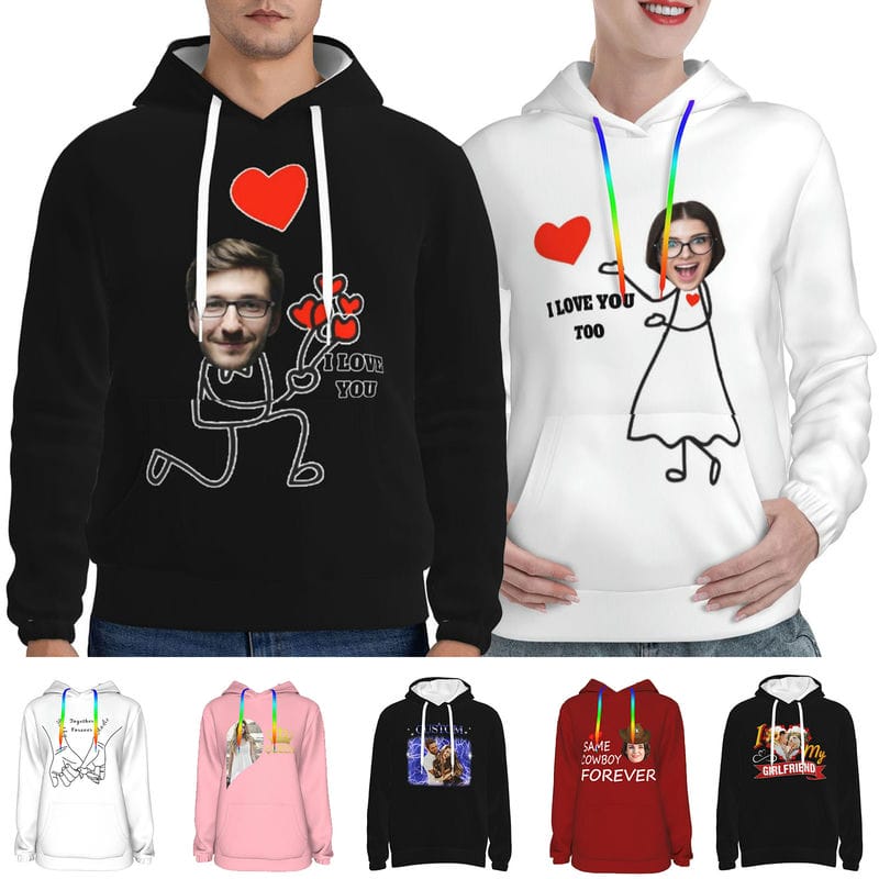 Custom Matching Hoodies for Couples Design Your Own Personalized Sweatshirt with Picture for Men Women Christmas Gift