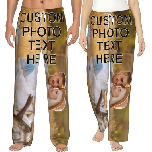 Custom Pajamas Pants for Couples Personalized Pj Bottoms with Photo Customized for Women Men Christmas Valentine's Day Gifts