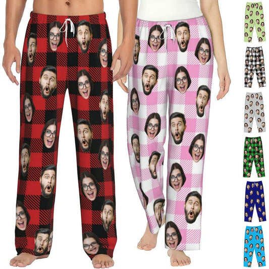 Custom Matching Pajamas Pants for Couples Personalized Pj Bottoms with Face Photo Customized for Women Men Christmas Valentine's Day Gifts