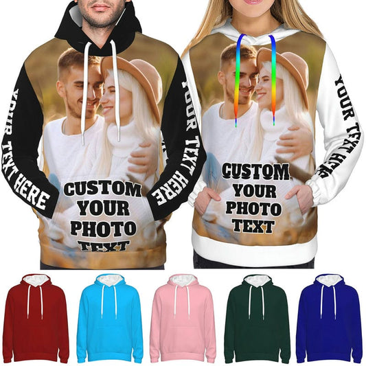 Custom Matching Hoodies for Couples Design Your Own Personalized Sweatshirt with Pictures Name for Men Women Gift