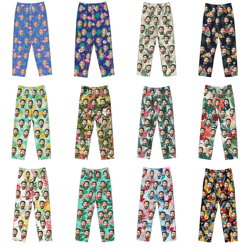 Custom Face Pajamas Pants for Couples Personalized Pj Bottoms with Photo Customized for Women Men Christmas Valentine's Day Gifts