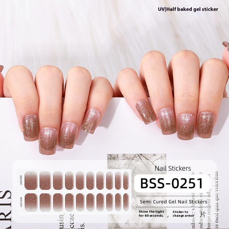 Women's Gradient Onion Powder Flash Gel Semi-curing Gel Nail Sticker