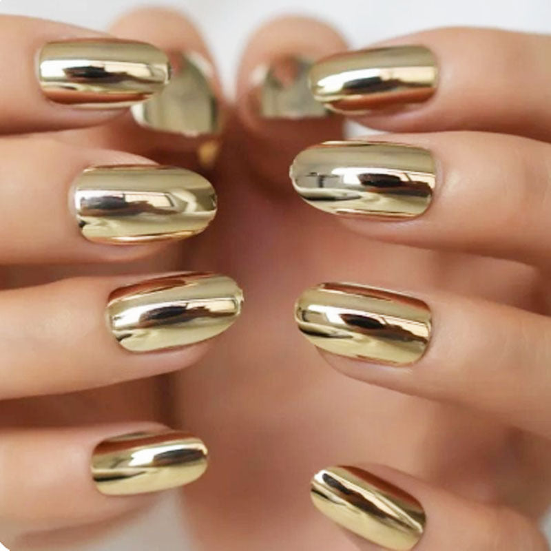 Electroplating Fake Nails Gold Wearable Removable