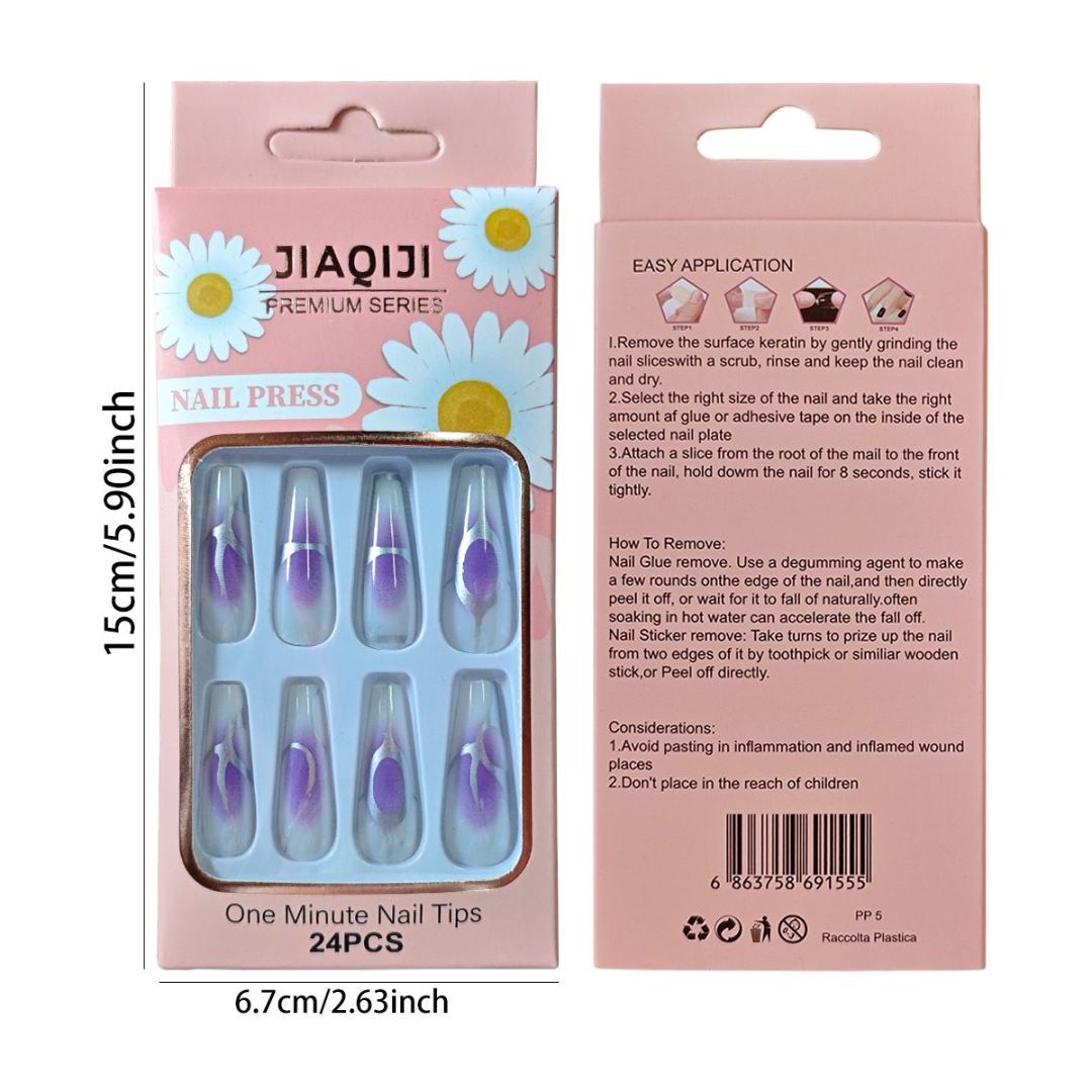 Handmade Press on Nails, Coffin Press on Nails, Using High Hardness Nails Press Ons, Reusable False Nails Gift for Women