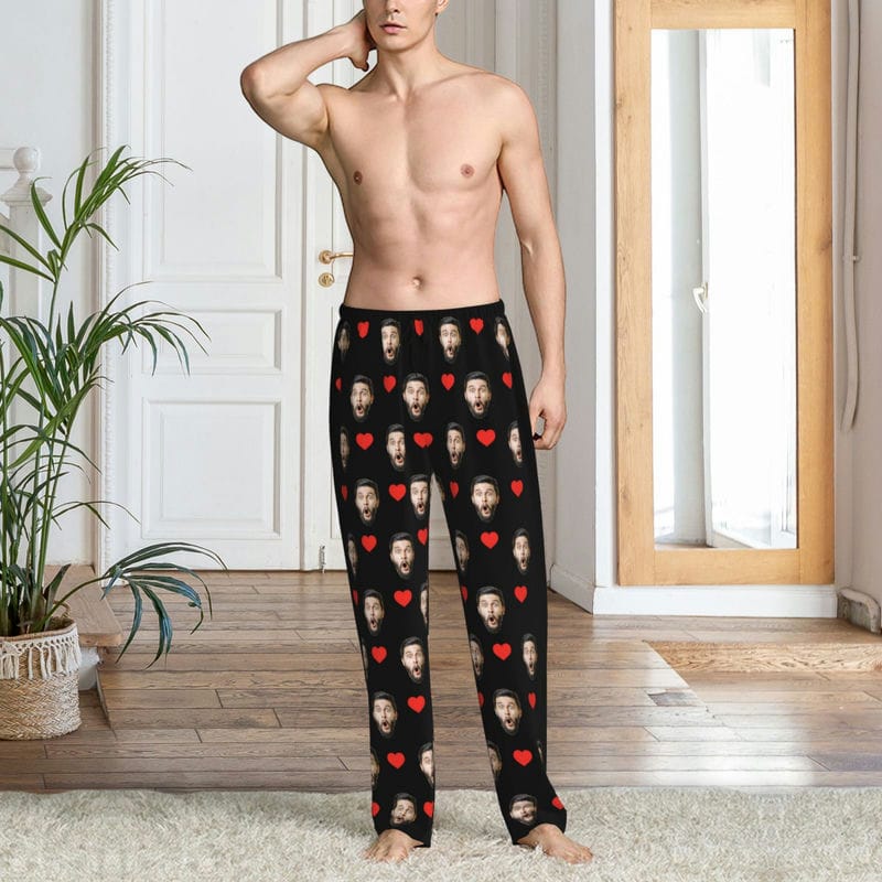 Custom Pajamas Pants for Couples Personalized Pj Bottoms with Photo Customized for Women Men Christmas Valentine's Day Gifts