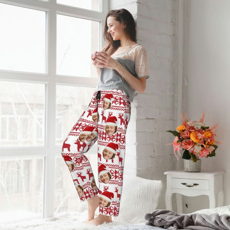 Custom Pajamas Pants for Couples Personalized Pj Bottoms with Photo Customized for Women Men Christmas Valentine's Day Gifts