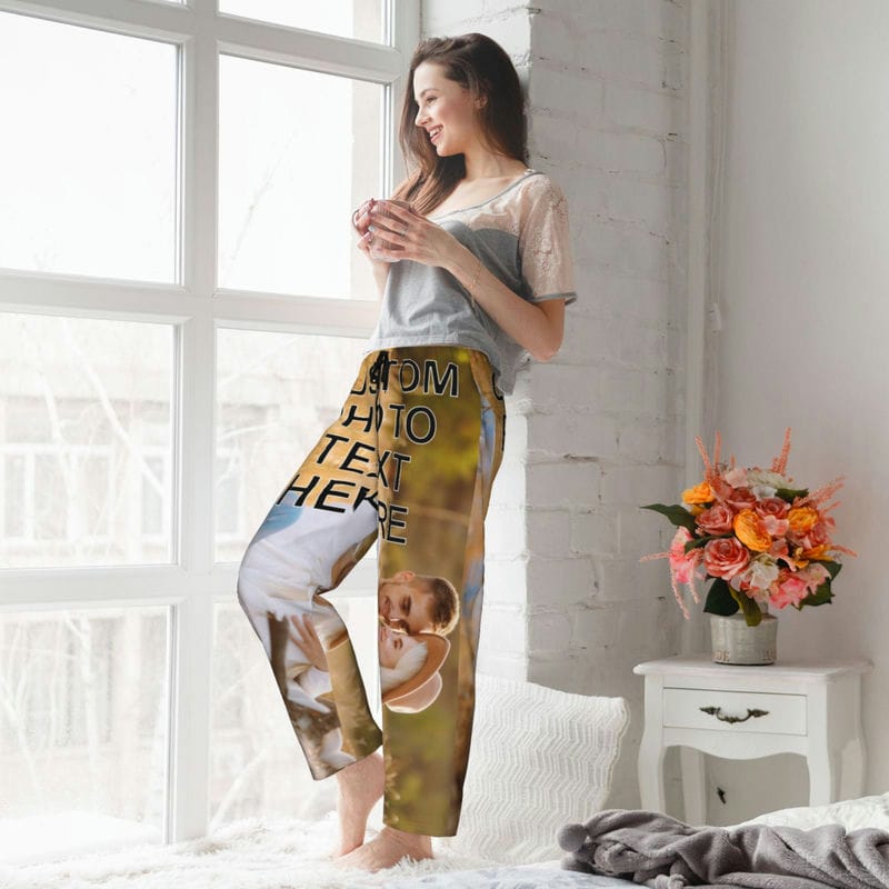 Custom Pajamas Pants for Couples Personalized Pj Bottoms with Photo Customized for Women Men Christmas Valentine's Day Gifts