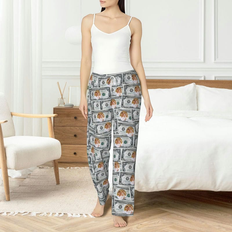 Custom Matching Pajamas Pants for Couples Personalized Pj Bottoms with Face Photo Customized for Women Men Christmas Valentine's Day Gifts