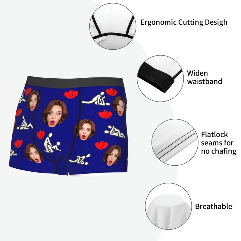 Custom Boxers Thongs for Men Women with Face Picture Personalized Underwear for Couple Christmas Valentine's Gift