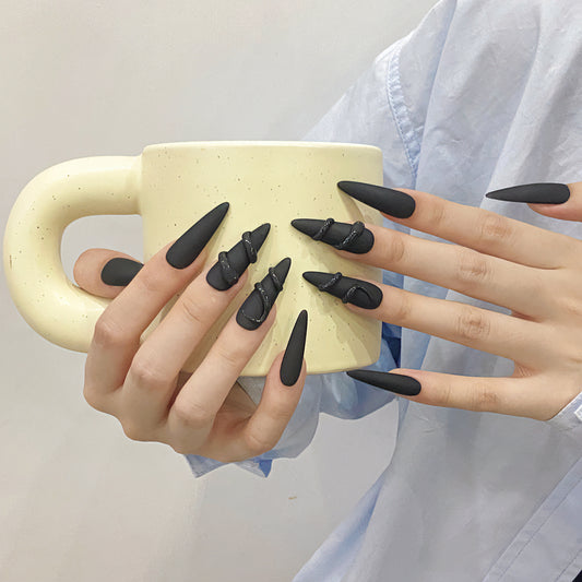 Manicure Handmade Original Design Wear Nail Elegant Frosted Glossy National Style Simple Three-dimensional Style