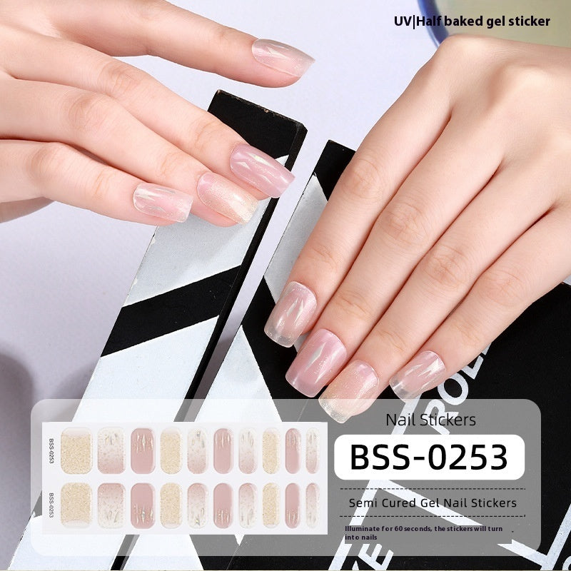 Women's Gradient Onion Powder Flash Gel Semi-curing Gel Nail Sticker