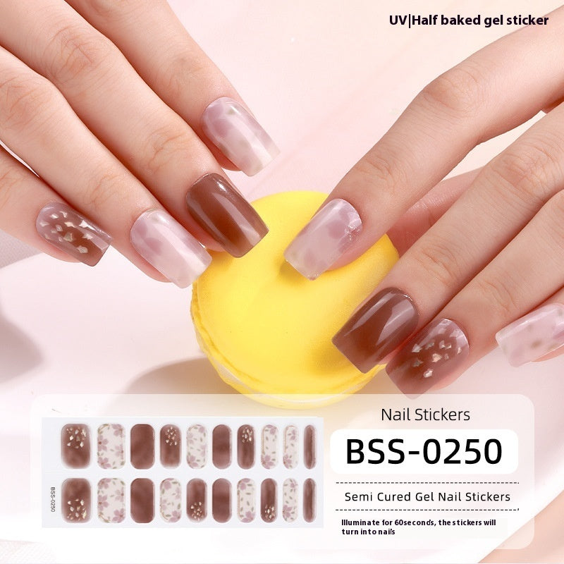 Women's Gradient Onion Powder Flash Gel Semi-curing Gel Nail Sticker