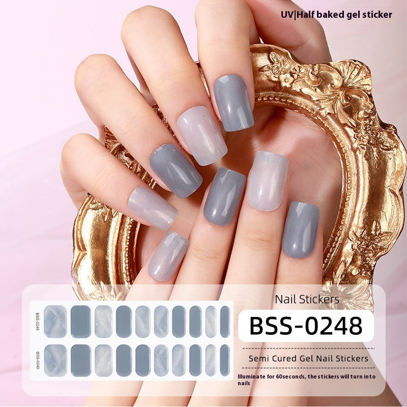 Women's Gradient Onion Powder Flash Gel Semi-curing Gel Nail Sticker