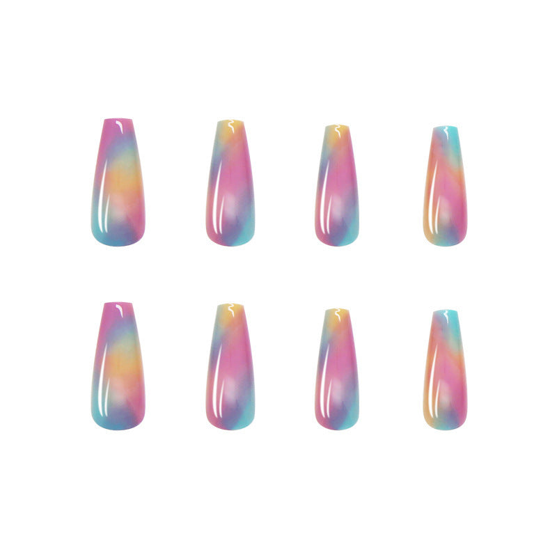 Women's Fashion Ballet Rainbow Fake Nail Art