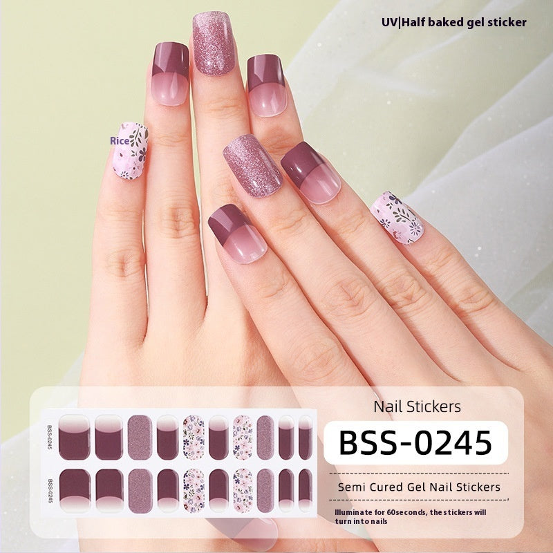 Women's Gradient Onion Powder Flash Gel Semi-curing Gel Nail Sticker